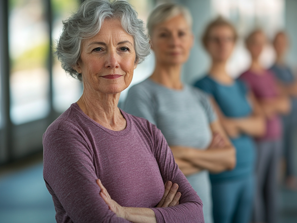 Люди середнього віку під час медитативних вправ