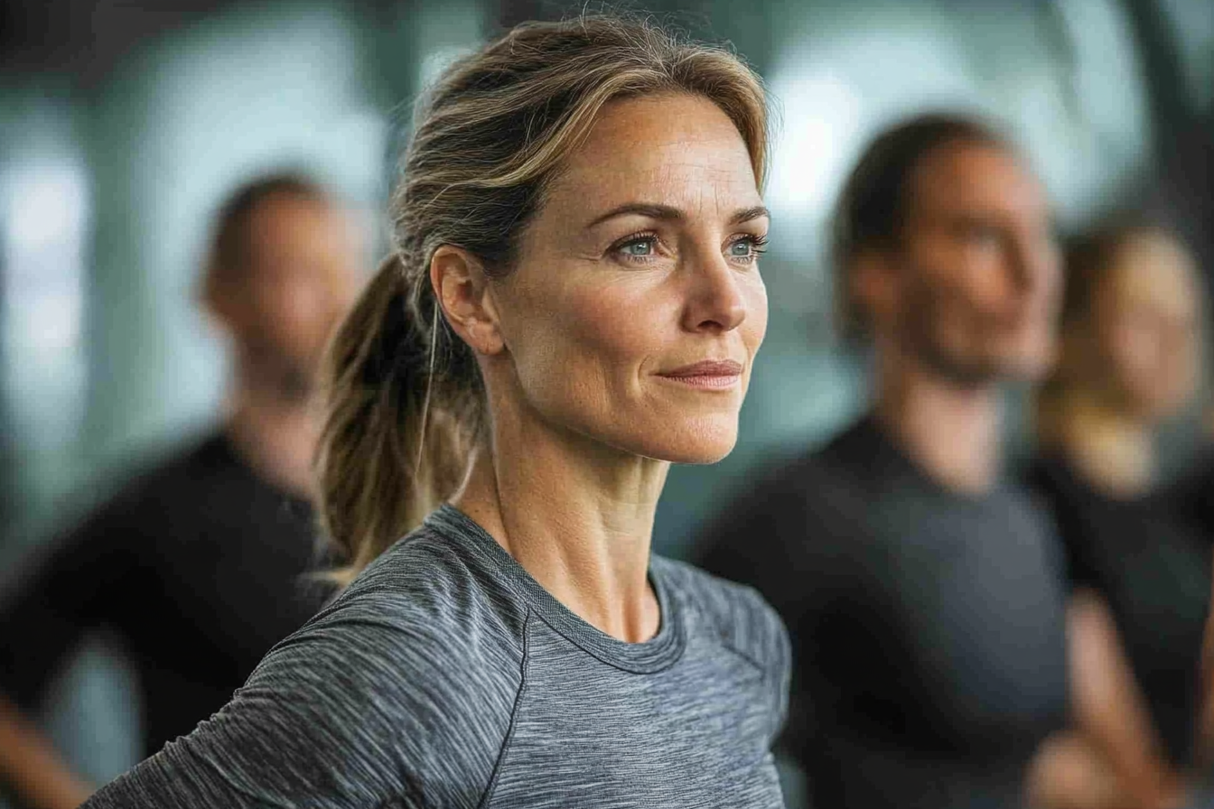 Щаслива група людей зрілого віку після заняття